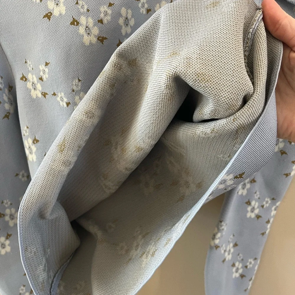 Zara Light Blue Floral Puff Sleeve Blouse